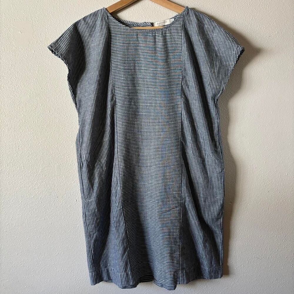 Mododoc Contrast Stripe Short Sleeve Shirt Sheath Dress Button Down Medium